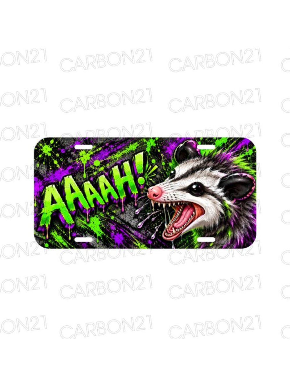 Ahhh Opossum Screaming Possum Aluminum License Plate CAR SUV Truck NEW